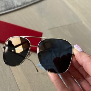 Fendi Gold Aviator Sunglasses with Black Lenses